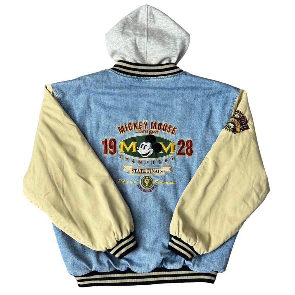 Vintage Disney Mickey Mouse Denim Bomber Jacket Streetwear 1928